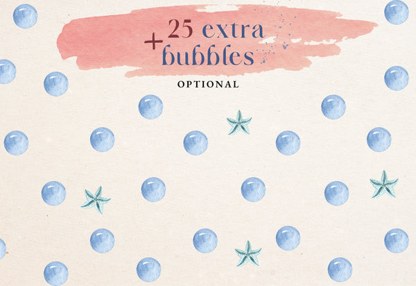 Girls Wall Decals - Mermaid Wall Decor - Little Mermaid Wall Sticker - Watercolor - Peel and Stick