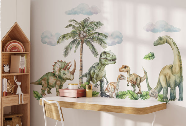 Large Dinosaur Wall Decals for Nursery - Cute Dino Wall Sticker for Kids Bedroom or Playroom