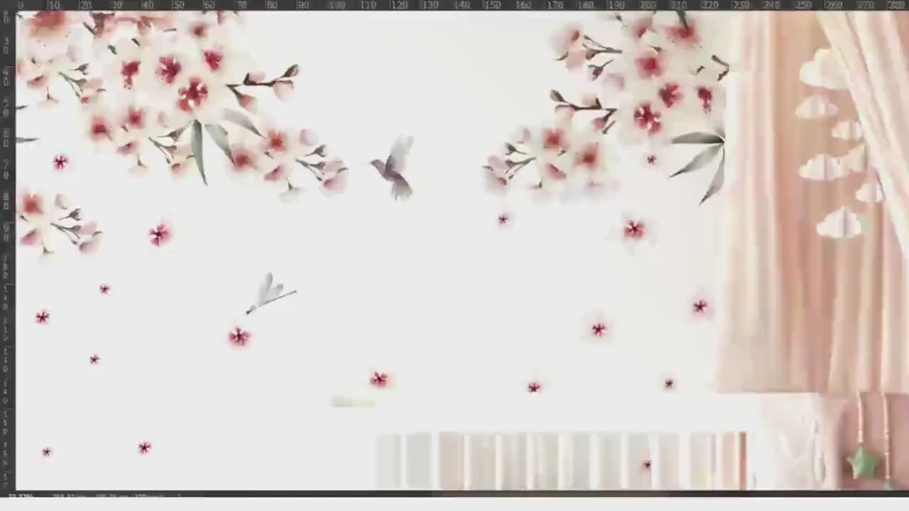 Cherry Blossom Decal - Sakura Wall Decal - Floral Decor - Sakura Wall Sticker Set - Vintage Flowers - Floral Wall Decals Nursery