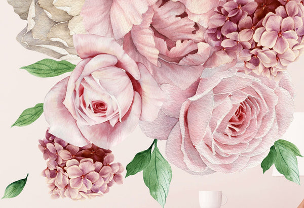 Wall decals peony flowers and roses