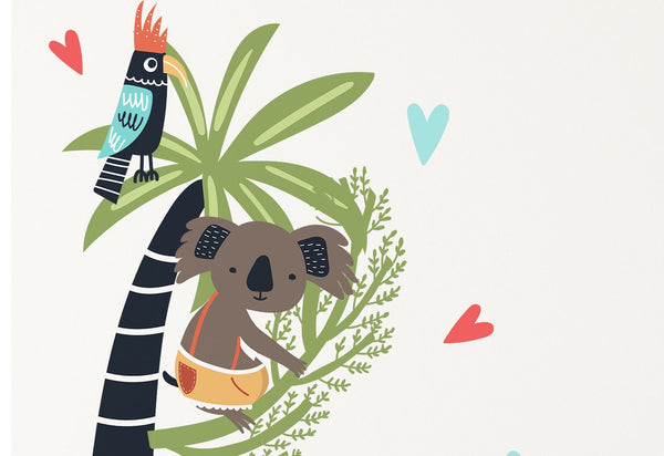 Vinilos decorativos de animales australianos con león y perezoso - 54 elementos