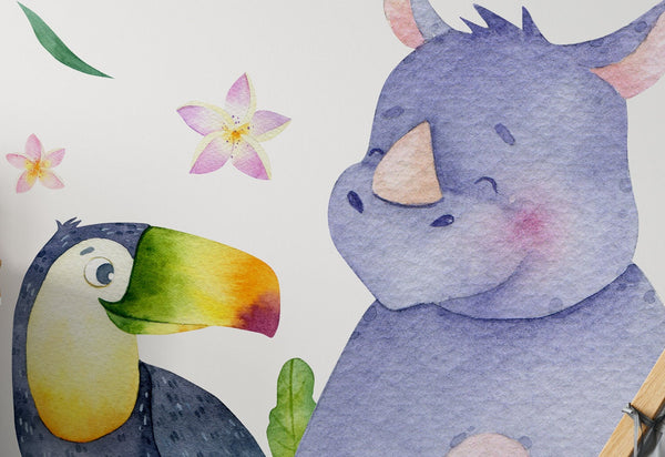 Safari Animal stickers - Rhinoceros, Lemur, Toucan