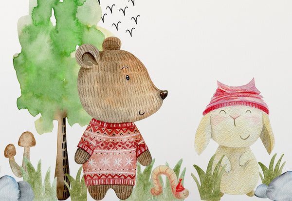Pegatinas de pared "Animales del bosque" - Conejo, Oso, Zorro, Erizo | 42 Elementos