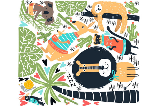 Vinilos decorativos de animales australianos con león y perezoso - 54 elementos