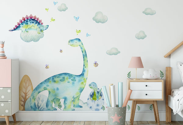 Blue Dinosaur Wall Decal for Kids Room