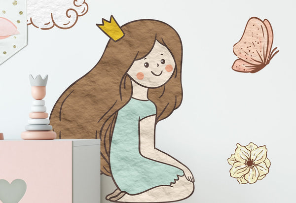 Fairy wall sticker with baby unicorn