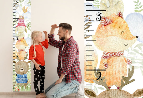 Watercolour Height Chart for Kids - Nursery Growth Chart Ruler Wall Decal for Boys and Girls - Nursery Growth Chart - Cm/Inch Height Meter