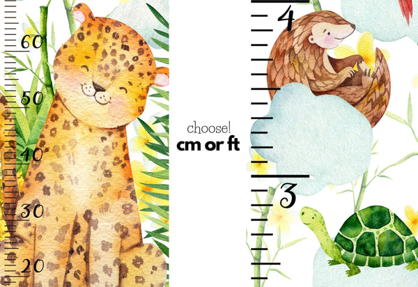 Cute jungle animals height chart