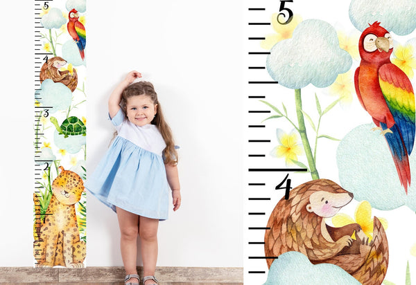 Cute jungle animals height chart