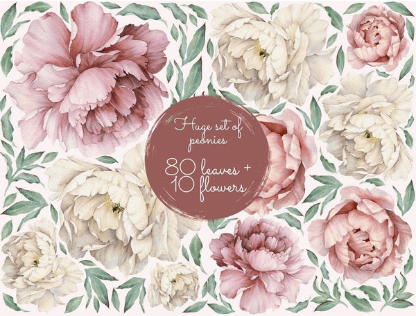 Wall sticker peony flowers