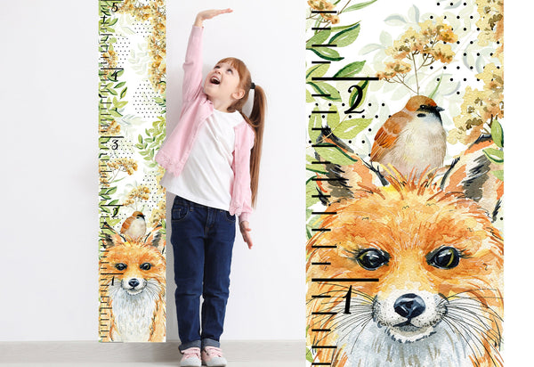 Watercolor Nursery Growth Chart - Fox
