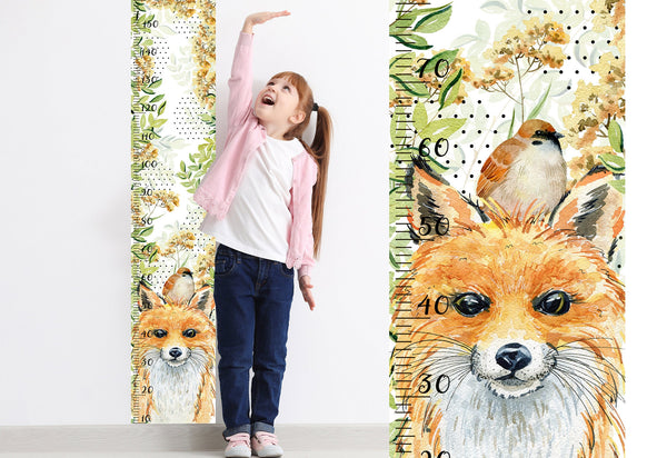 Watercolor Nursery Growth Chart - Fox