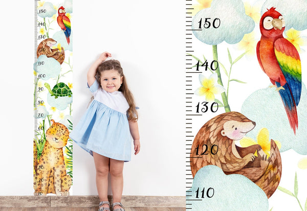Cute jungle animals height chart