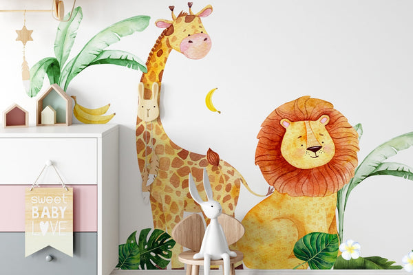 Safari Nursery Wall Stickers - Jungle Animal Decals for Nursery - XL 10 feet + or XXL 13 feet +