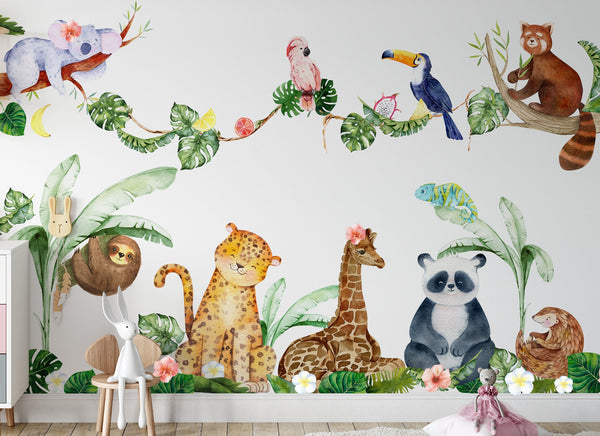 Jungle animals wall decals for nursery