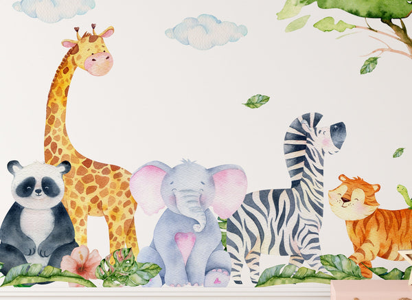 Safari Nursery Decal - Jungle Animals wall sticker - African animals - XXL 350cm+/137.7"+ or XXXL 470cm+/ 185"+ size