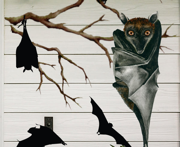 Halloween Bat Door Decor - Halloween Stickers - Halloween Wall Decals for Kids - Spooky Decor Ideas, Halloween Home Decor, Pumpkin Decals