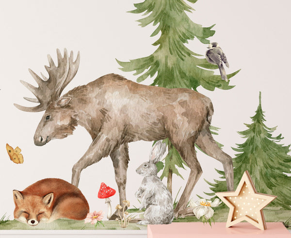 Forest Animal Wall Sticker for Nursery - Woodland Nursery Decor - Forest Animal Decal