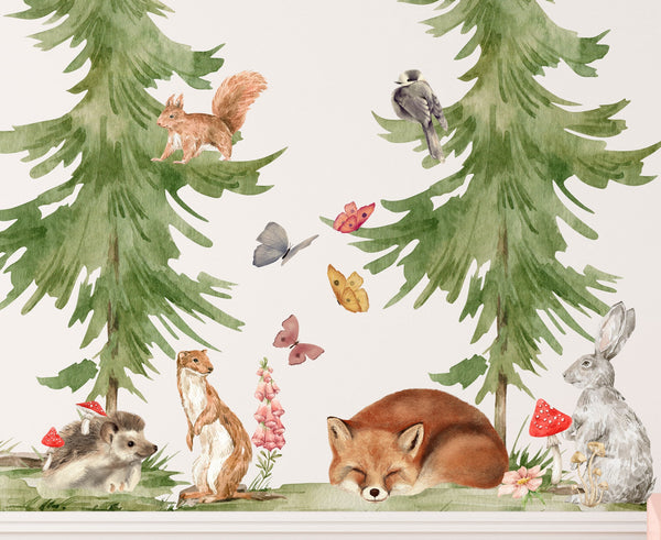 Forest Animal Wall Sticker for Nursery - Woodland Nursery Decor - Forest Animal Decal