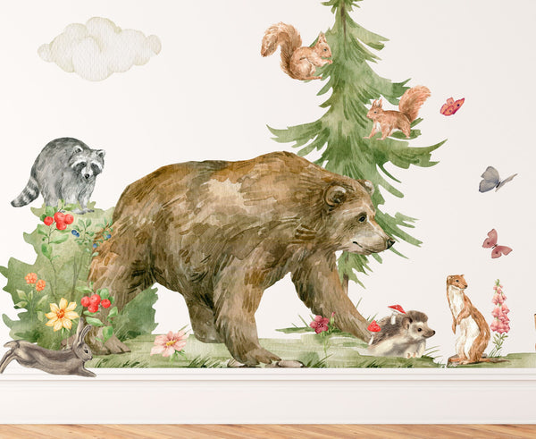Forest Animal Wall Sticker for Nursery - Woodland Nursery Decor - Forest Animal Decal