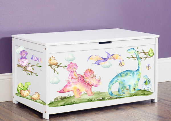 Dino Toy Box Decal - Toy Box Decorations - Toy Storage Labels Playroom Kidsroom Nursey - Toybox Decal Vinyl Decals - Dinosaur Toy Box