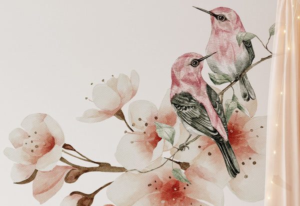 Cherry Blossom Decal - Sakura Wall Decal - Floral Decor - Sakura Wall Sticker Set - Vintage Flowers - Floral Wall Decals Nursery