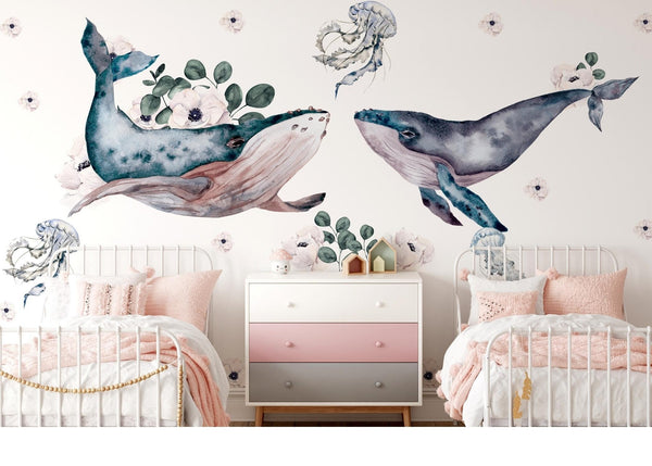 Whale wall decal - Ocean Sea nursery decor for kids room