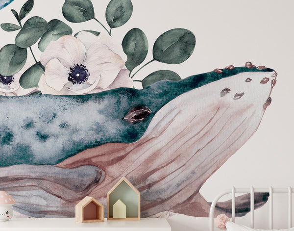 Whale wall decal - Ocean Sea nursery decor for kids room