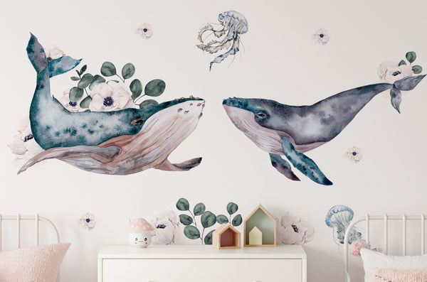 Whale wall decal - Ocean Sea nursery decor for kids room
