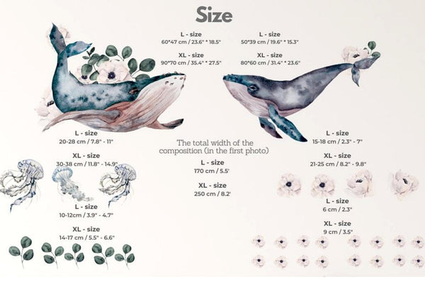 Whale wall decal - Ocean Sea nursery decor for kids room