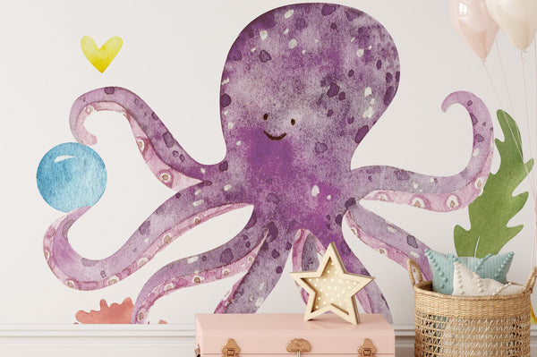 Ocean Animals Wall Decal - Nursery Undersea Wallsticker - Sea Animals Decals - Nautical Nursery Decor - Peel and Stick