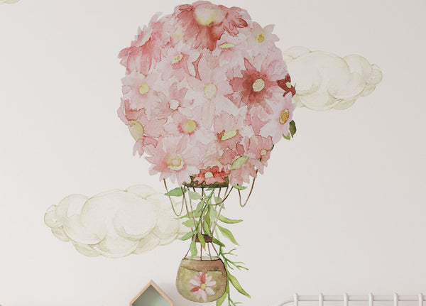 Kit de vinilo de pared "Ballenas + Globos Aerostáticos y Corazones"