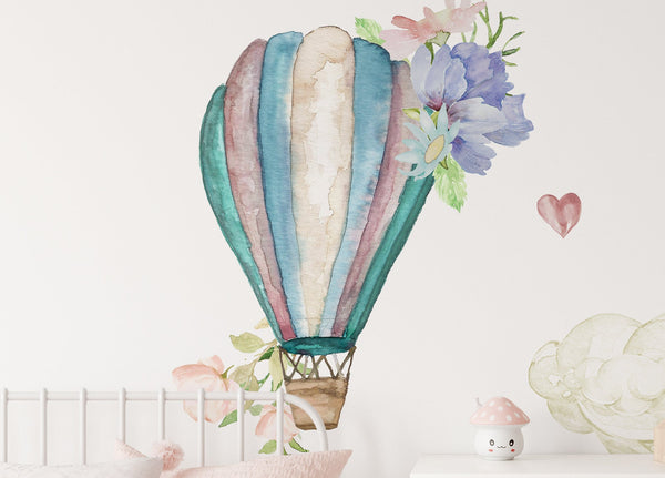 Kit de vinilo de pared "Ballenas + Globos Aerostáticos y Corazones"