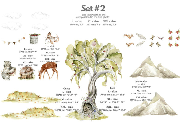 Adorable Woodland Animal Wall Stickers - Forest Tree Decals - Perfect for Nursery or Playroom Decor