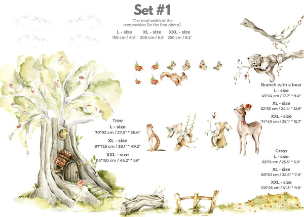 Woodland Nursery Wall Decal - Forest Animals Wall Sticker - Neutral Nursery - Kids Room Decor for Boys and Girls Playroom