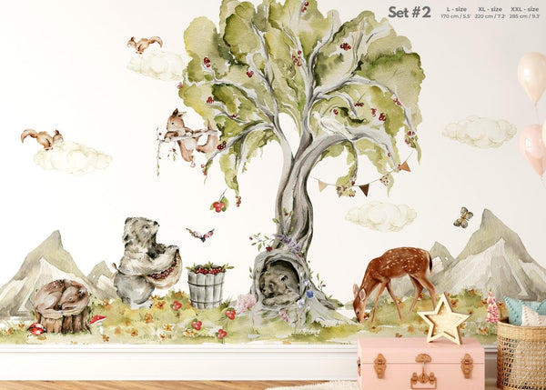 Woodland Nursery Wall Decal - Forest Animals Wall Sticker - Neutral Nursery - Kids Room Decor for Boys and Girls Playroom