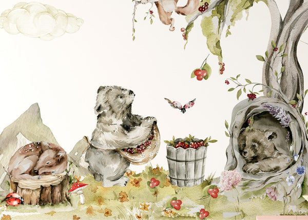 Adorable Woodland Animal Wall Stickers - Forest Tree Decals - Perfect for Nursery or Playroom Decor