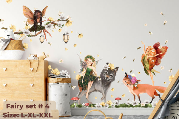 Fairy Tale Wall Decals for Baby Girl Room - Nursery Stickers with Little Fairy Decal Set