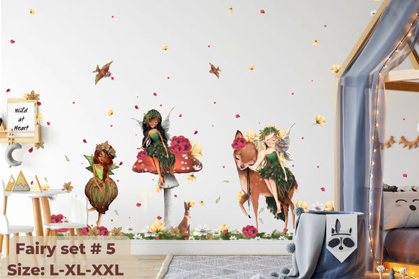 Fairy Tale Wall Decals for Baby Girl Room - Nursery Stickers with Little Fairy Decal Set