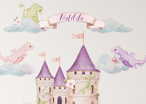 Princess Decor for Girls Room - Princess Castle Wall Decal - Fairy Tales Nursery Decor - Wall Sticker for a girl