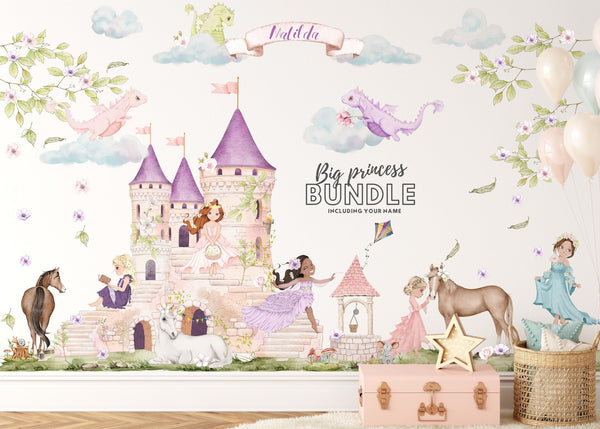 Princess Decor for Girls Room - Princess Castle Wall Decal - Fairy Tales Nursery Decor - Wall Sticker for a girl