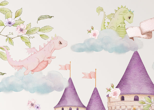 Princess Decor for Girls Room - Princess Castle Wall Decal - Fairy Tales Nursery Decor - Wall Sticker for a girl