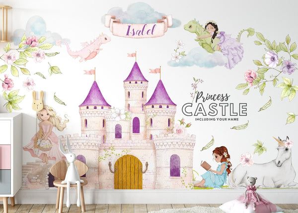 Princess Castle Wall Decal / Girls Nursery / Peel and Stick / Wall Sticker for Baby Girl