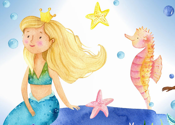 Mermaid Wall Decal, Sea ocean wall stickers, Girls bedroom decor
