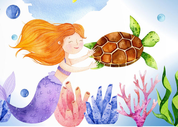 Mermaid Wall Decal, Sea ocean wall stickers, Girls bedroom decor