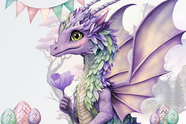 Fairy Dragons Wall Decals for kids / Girly Nursery Wall Sticker / Baby Girl Playroom