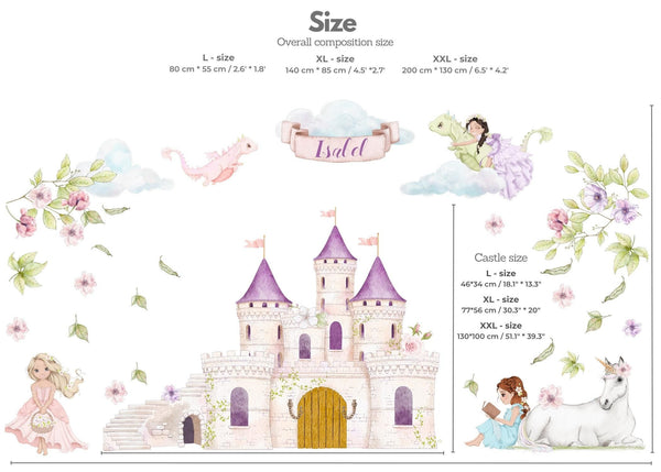 Princess Castle Wall Decal / Girls Nursery / Peel and Stick / Wall Sticker for Baby Girl