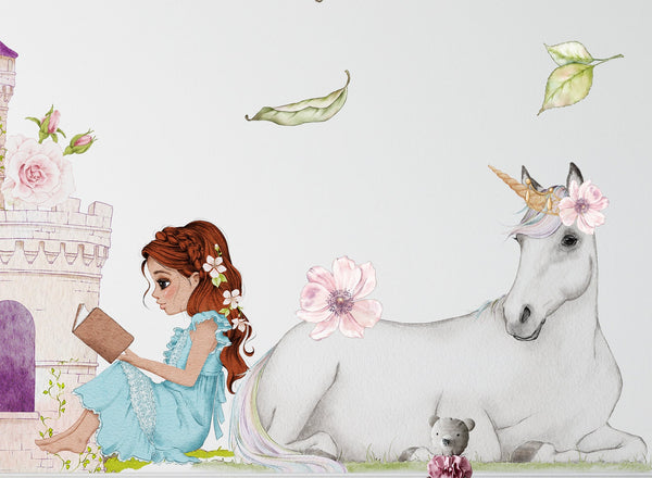 Princess Castle Wall Decal / Girls Nursery / Peel and Stick / Wall Sticker for Baby Girl