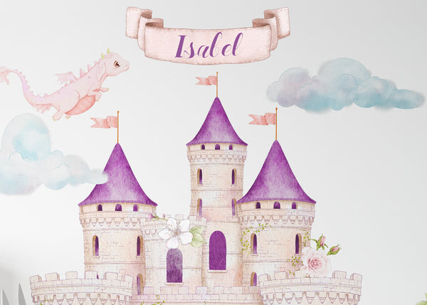 Princess Castle Wall Decal / Girls Nursery / Peel and Stick / Wall Sticker for Baby Girl
