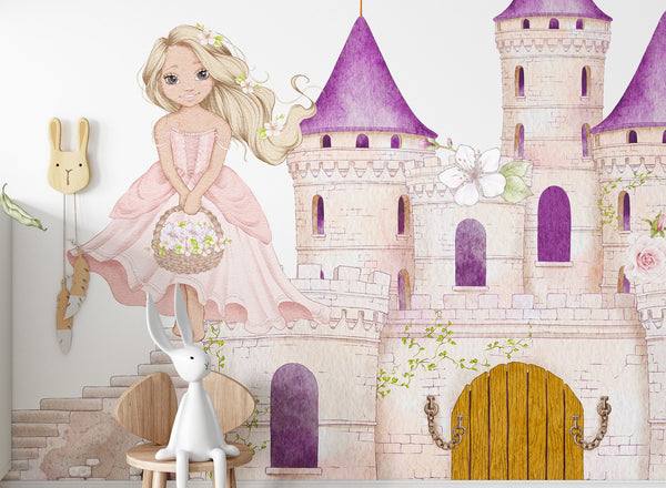 Princess Castle Wall Decal / Girls Nursery / Peel and Stick / Wall Sticker for Baby Girl
